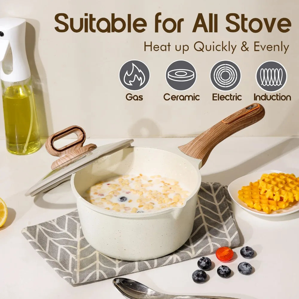 Ceramic Cookware Sets Nonstick 16 pcs Induction Cookware with Frying Pans Set