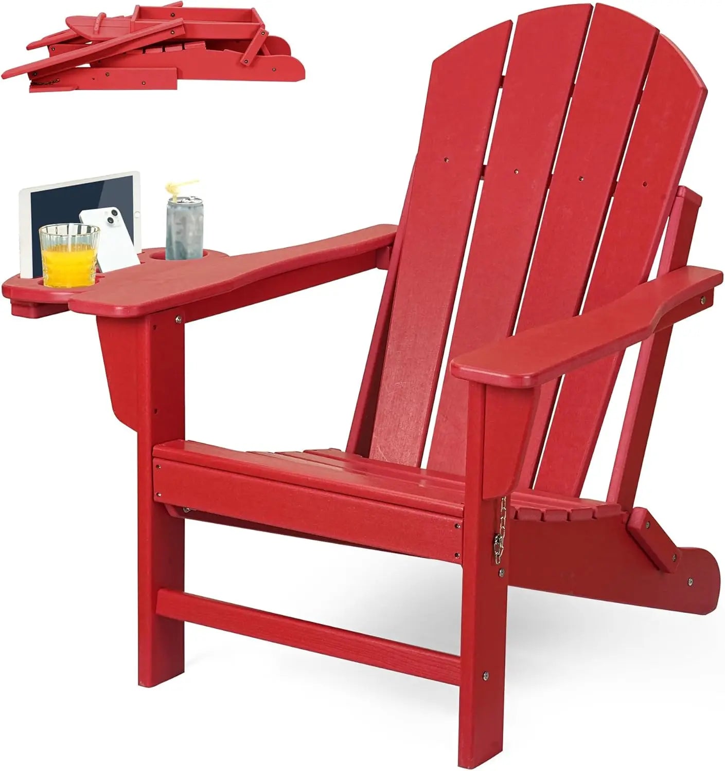 Adirondack Chair Set Chair w/4 in 1 Cup Holder Trays, Weather Resistant Outdoor