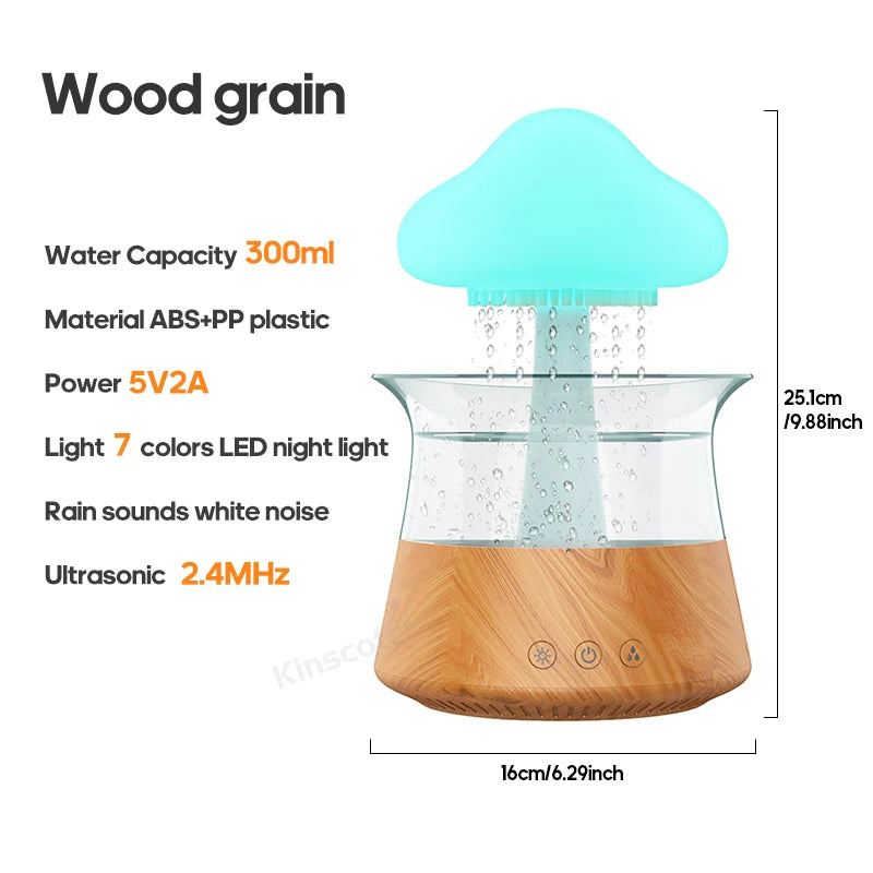 Rain Cloud Electric Air Humidifier Aroma Diffuser Zen Rain Water Drops Colorful Night Light Humidifier for Home