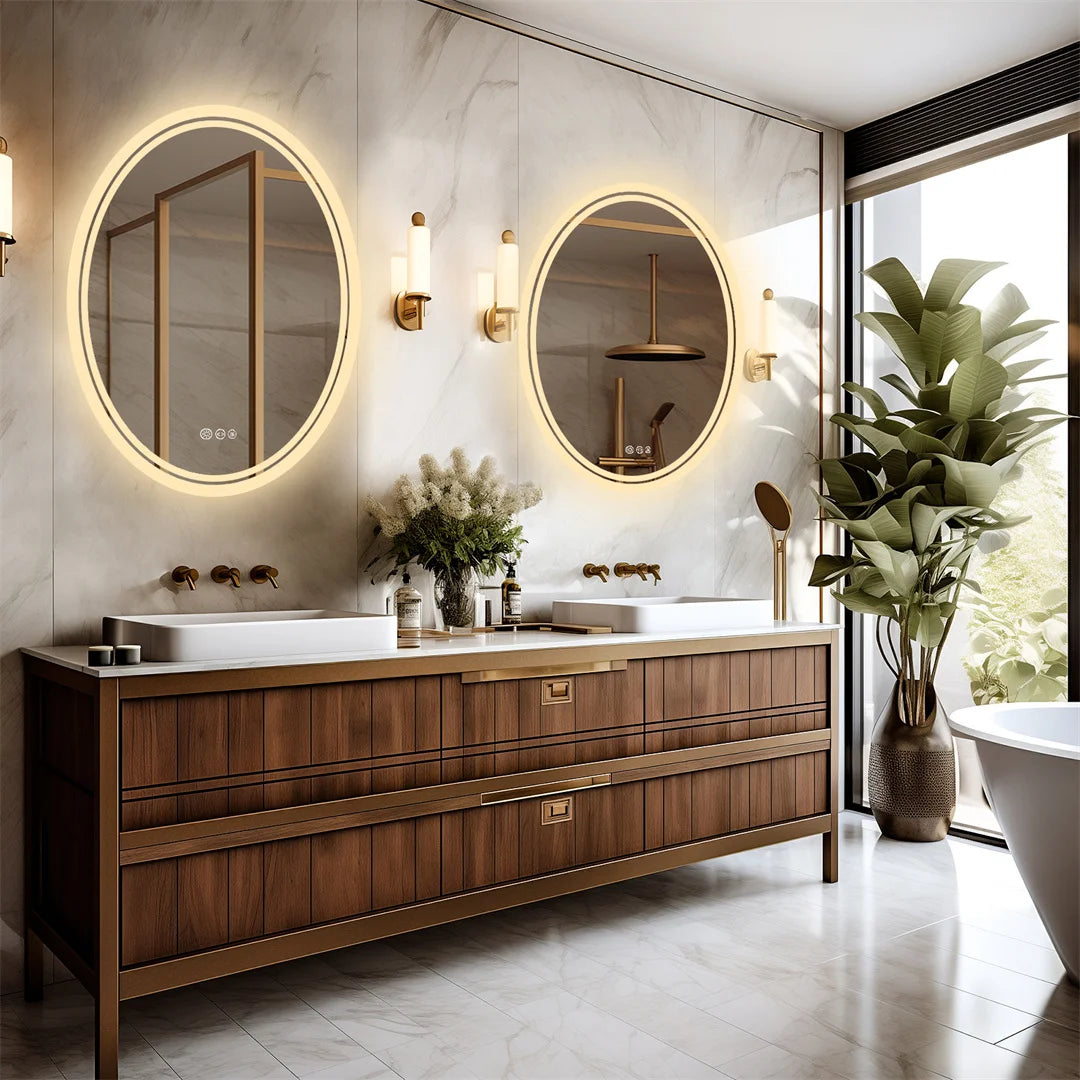 Luxury Oval LED Mirror Backlit LED with Demister for Home All Rooms