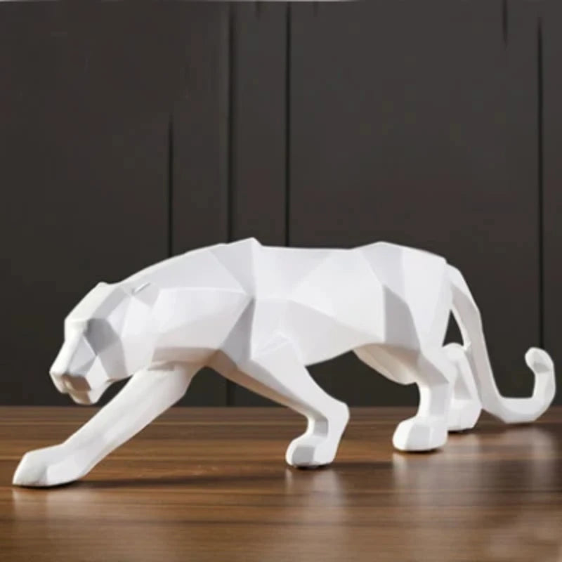Panther Statue Figurine Abstract Geometric Style Leopard Sculpture for any room