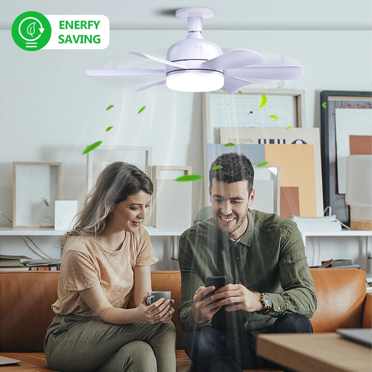 LED Ceiling Fan Light E26 with Remote, Dimmable, 3 Colors, Speed Change, Suitable for all rooms