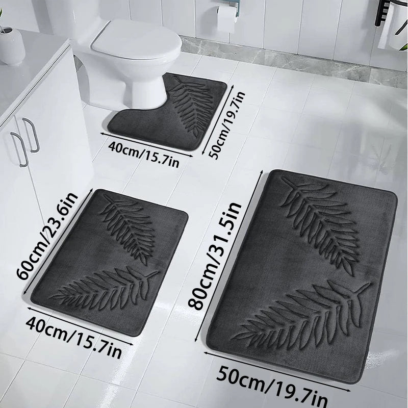 3pcs/set Bathroom Floor Mat Bedroom Living Room Memory cotton Rug Soft Washable Carpet Anti Slip Entrance Doormat