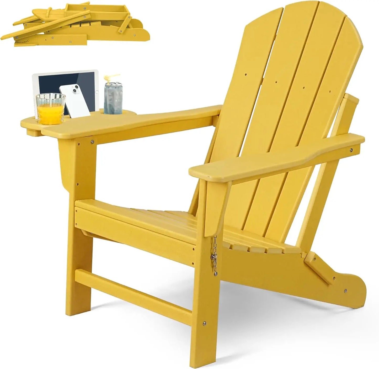 Adirondack Chair Set Chair w/4 in 1 Cup Holder Trays, Weather Resistant Outdoor