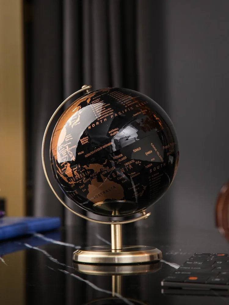 Creative metal rotating globe, living room office desktop decoration