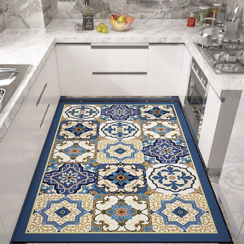 Kitchen Carpet Non-slip Rugs Waterproof Floor Mat Anti-fatigue Leather Area Rug Oil-proof Easy To Clean Alfombras De Cocina