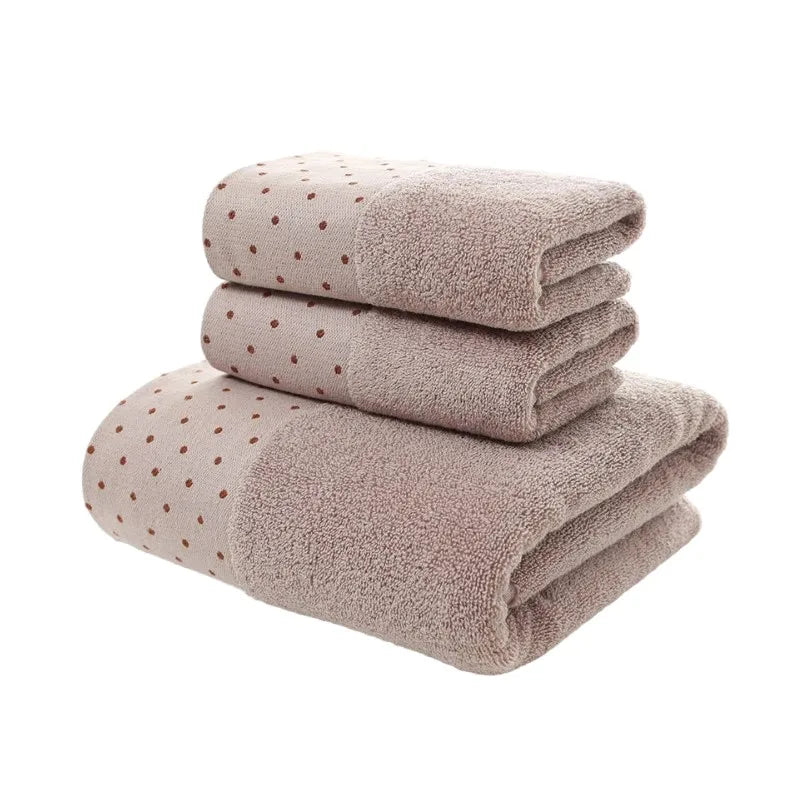 Set of 3 Cotton Bathroom Towels 2pcs Hand Face 35x75cm and 1pcs Big Bath Towels 70X140cm Washcloths