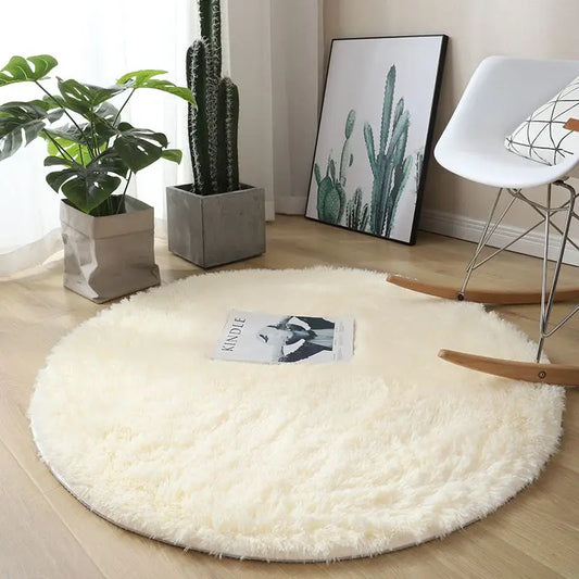 Plush round carpet for Any Room Decoration fluffy multi colored carpet non-slip