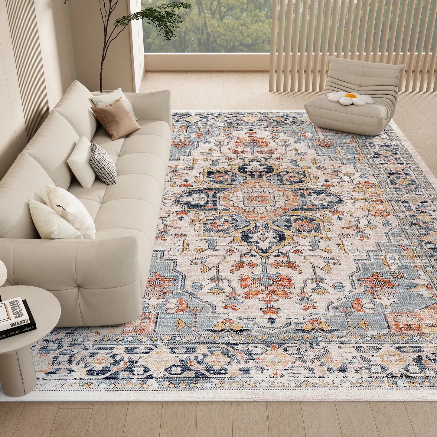 vintage boho design, washable rugs non-slip rugs for living room bedroom traditional woven rugs stain resistant