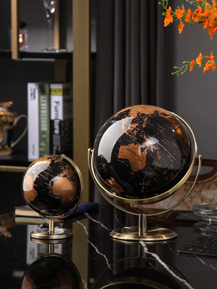 Creative metal rotating globe, living room office desktop decoration