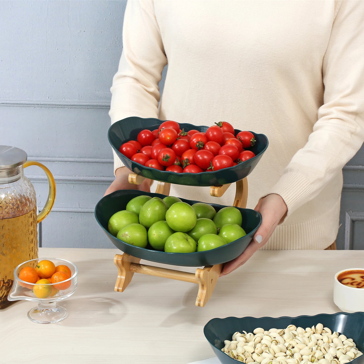2/3 Layer Fruit Plate Plastic Snack Dish Creative Modern Dried Fruit Basket Candy Dish Cake Stand Salad Bowl