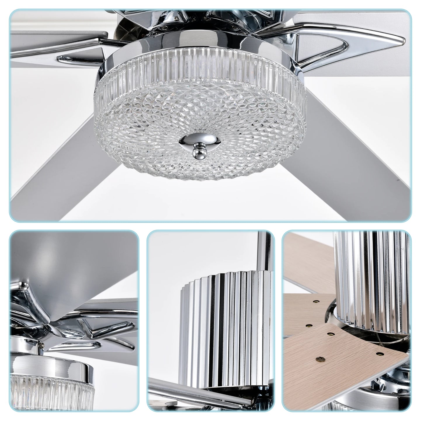52'' Modern Ceiling Fans with Remote Wood Ceiling Fan with Lights, LED Ceiling Fan Light with 6 Blade,3 Speed AC Motor Indoor