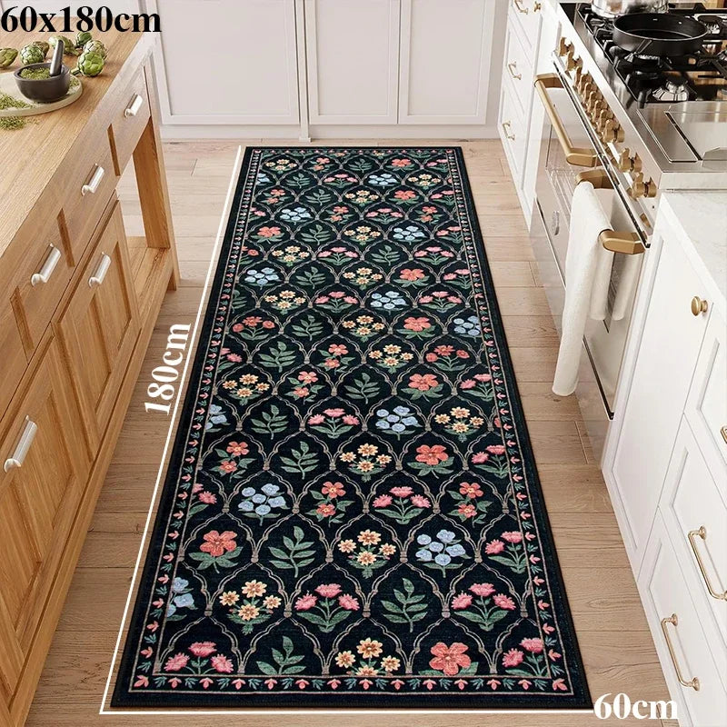 Hallway Carpet Runway Rug Machine Washable Non-slip Floor Mat Spring Flower Home Decoration Rugs for Living Room