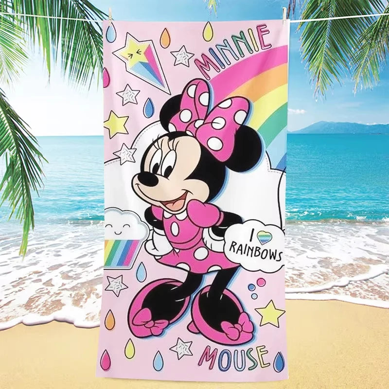 Beach Towel Cute Minnie Pink Summer 3D Printing Children and Adults Microfiber Material Soft Comfortable