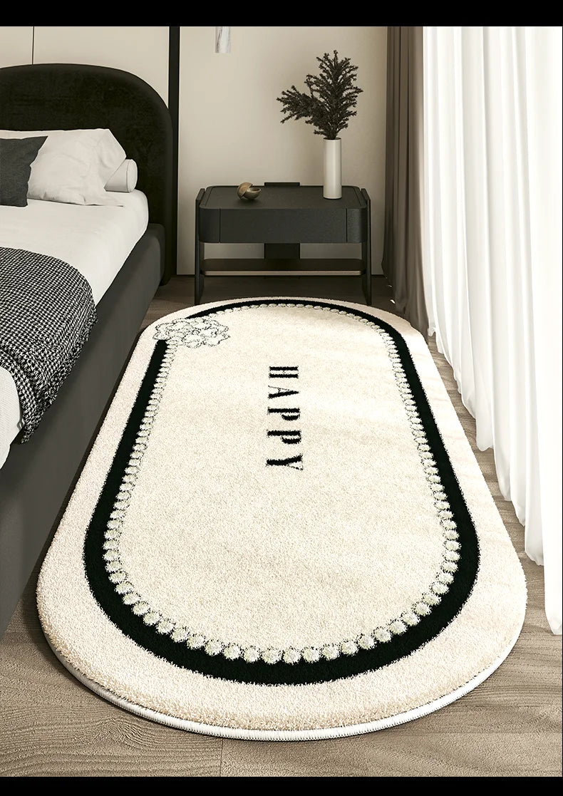 Cashmere French Bed Rug Advanced Sense Living Room Study Oval Dirt Resistant Non-Slip Carpet