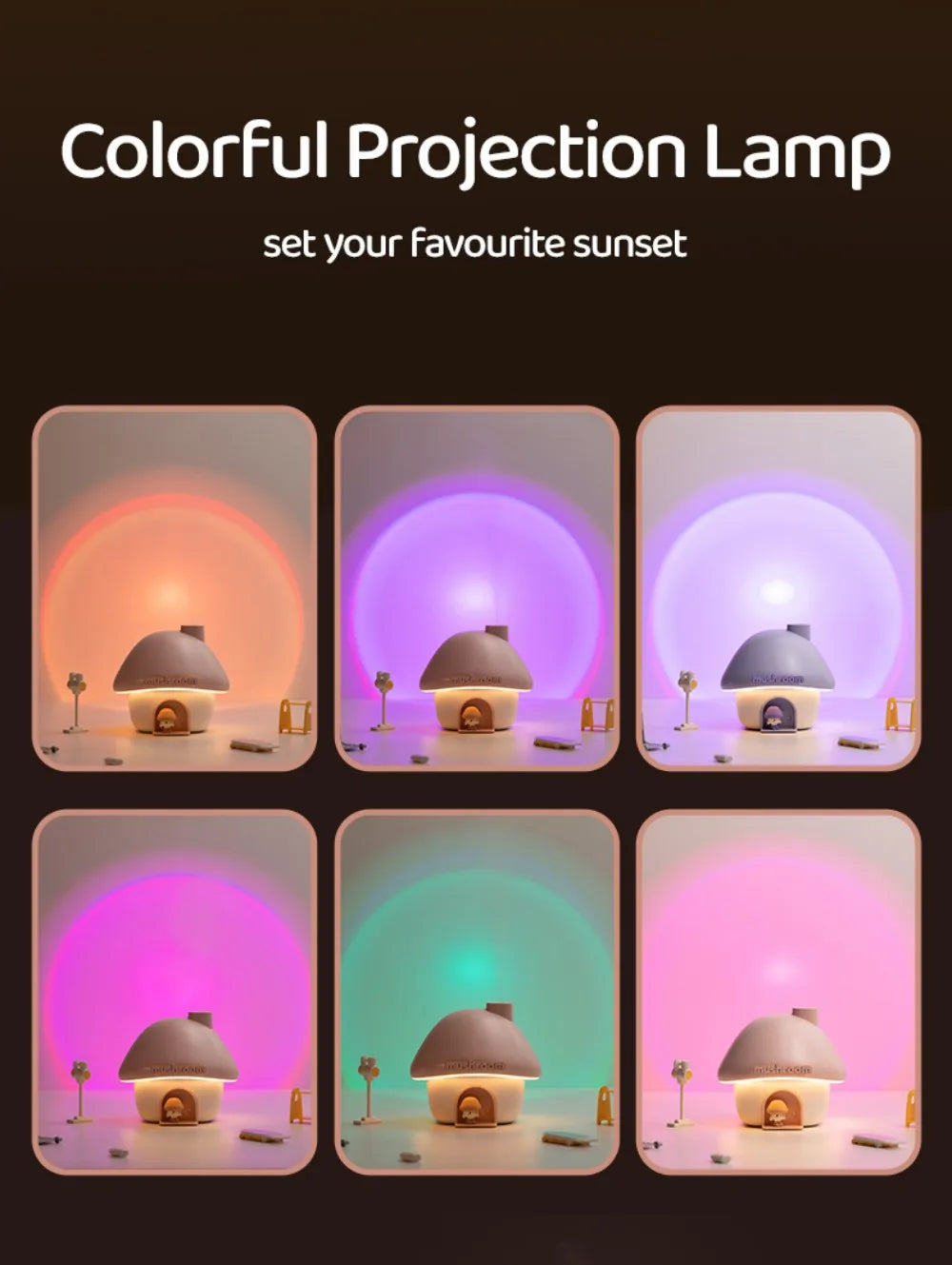 Air Humidifier Essential Oil Aroma Diffusers Colorful Lighting Cute Mushroom House