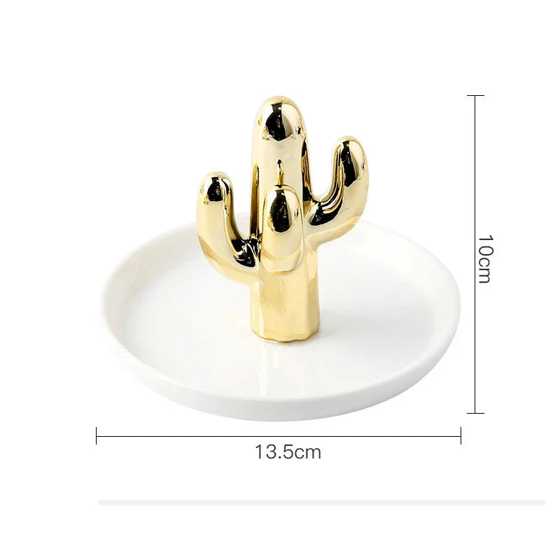 Nordic Ceramic Gold plating Jewelry Dish Storage Plates Dessert Display Bowl Decoration Tray
