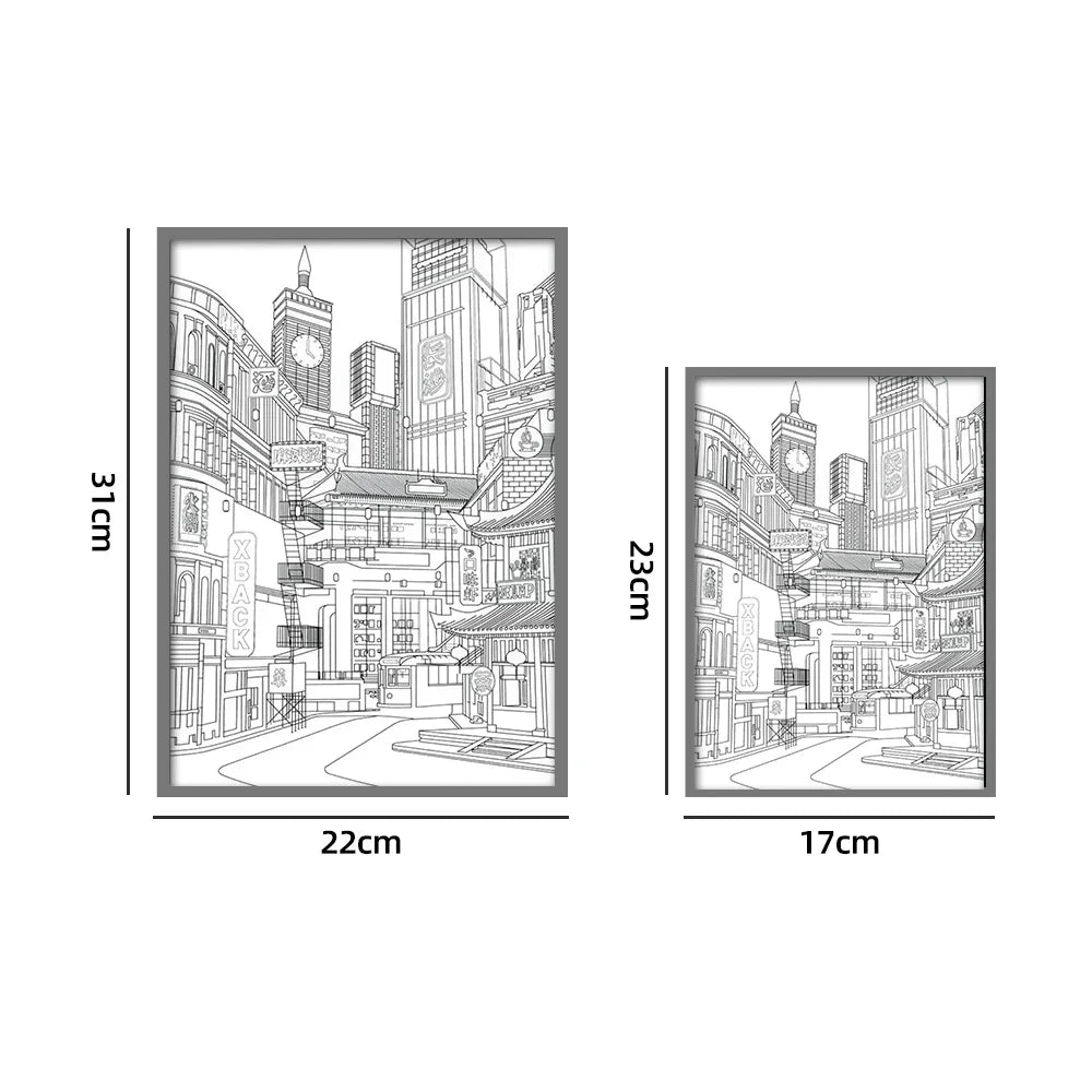 LED Beautiful City Night View Light Painting ,HD Picture Narrow Bezel USB City Night View Romantic Home Decors