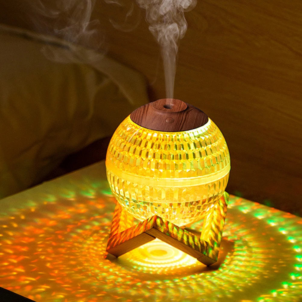 Crystal Ball Essential Oil Diffuser with Colorful Night Light Lasts Up To 6H Type-C Socket for Bedroom/Nursery/Office