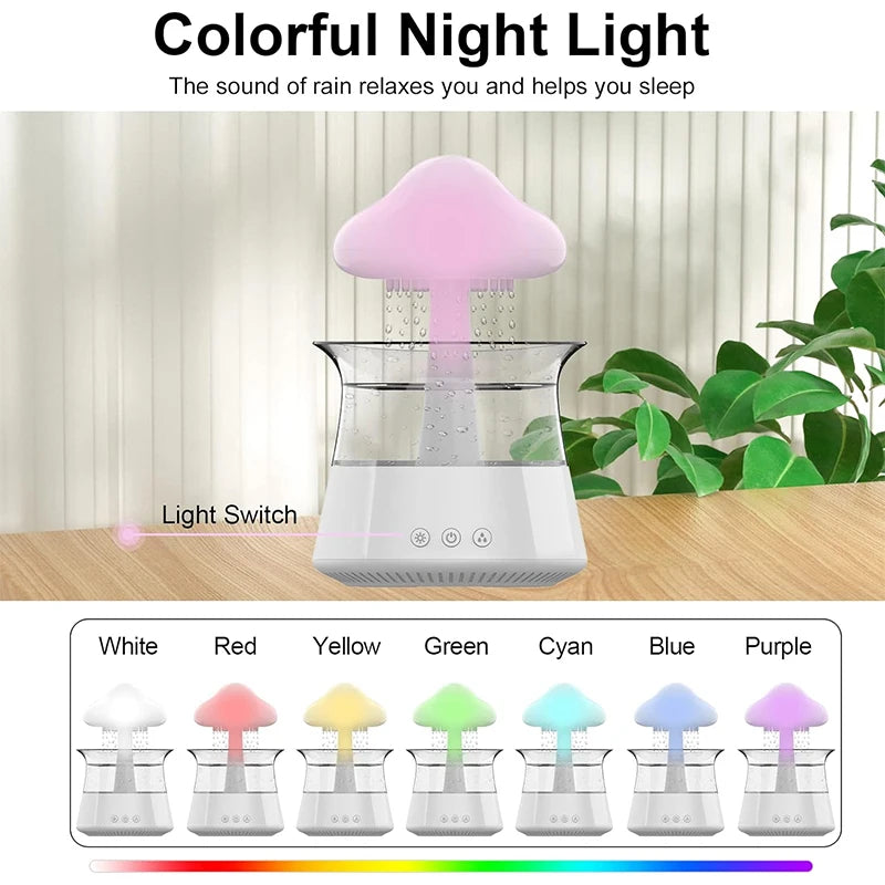 Rain Cloud Electric Air Humidifier Aroma Diffuser Zen Rain Water Drops Colorful Night Light Humidifier for Home