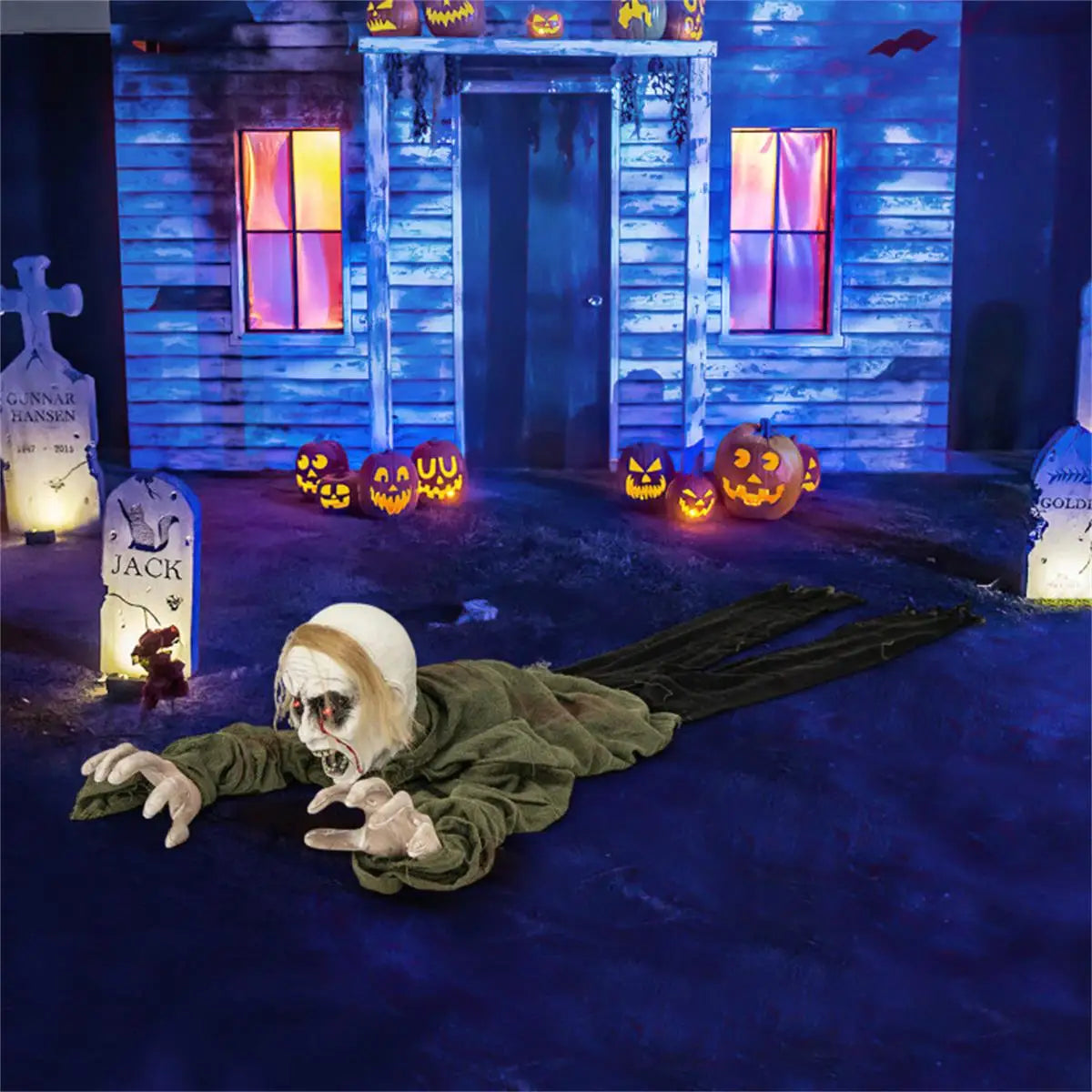 Sparkling Eye Zombie Halloween Decorations with Spooky Sounds - Perfect for Creepy Home Decor!