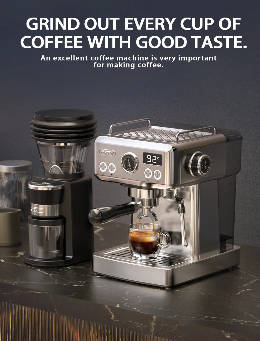 Automatic electric Coffee Grinder for Espresso American Coffee Visual Bean Storage