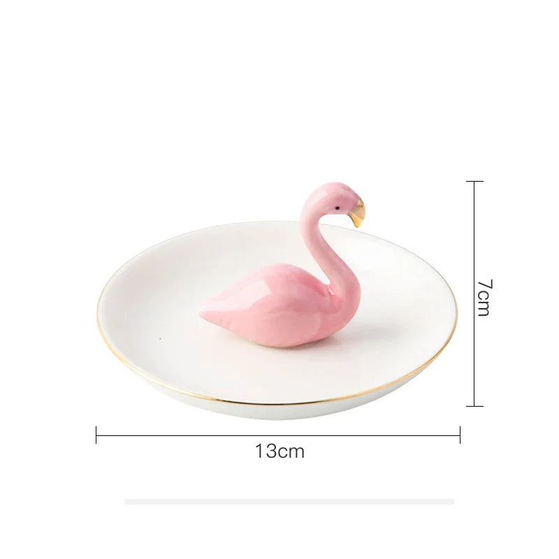 Nordic Ceramic Gold plating Jewelry Dish Storage Plates Dessert Display Bowl Decoration Tray