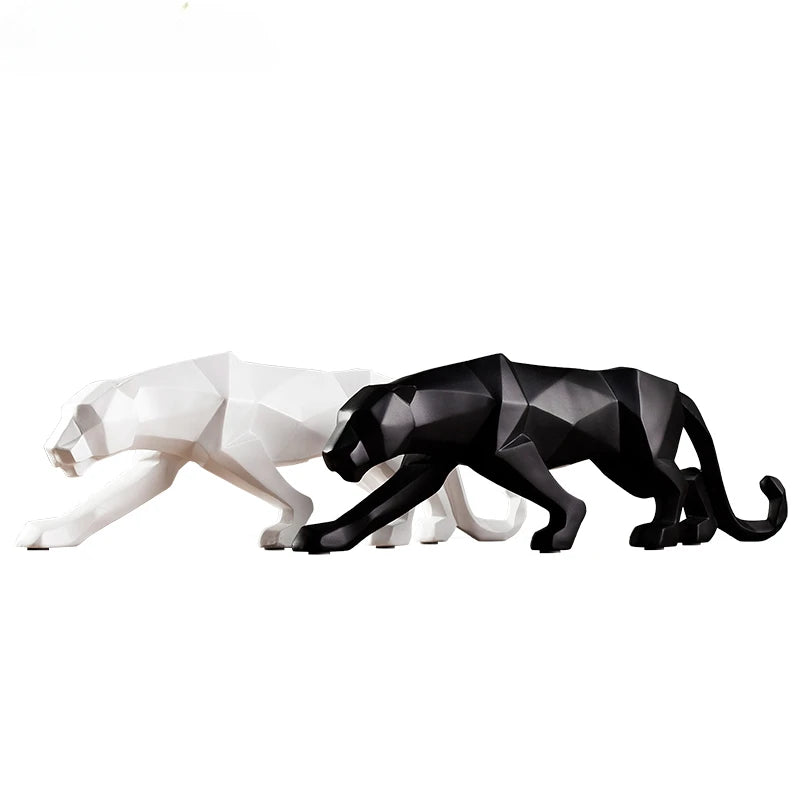 Panther Statue Figurine Abstract Geometric Style Leopard Sculpture for any room