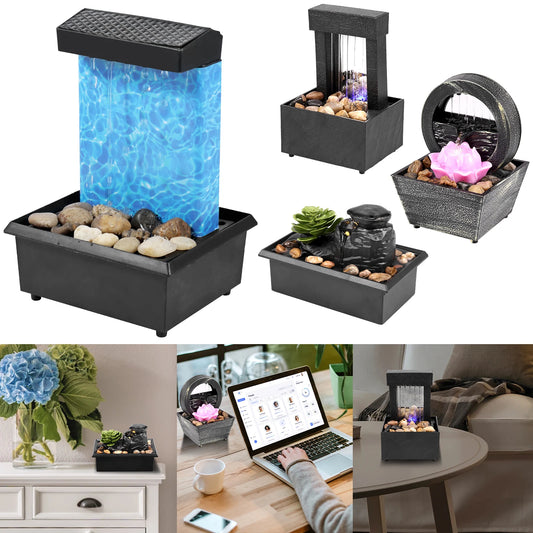 Water Fountain LED Indoor Decorative Fountain Home Decor Waterfall Zen Meditation