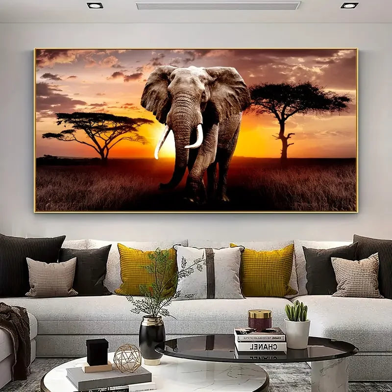 1pc Unframed Canvas Poster Animal Elephant, For Bedroom Living Room Wall Art Decor