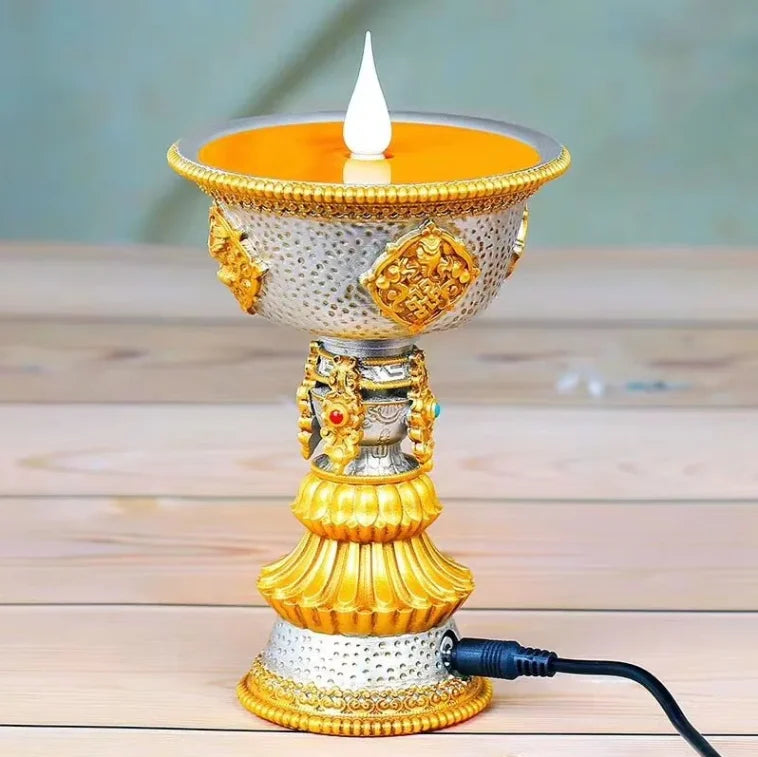 Electric Thailand Candle Lamp Rechargeable Yellow LED Lamp Tibetan Light