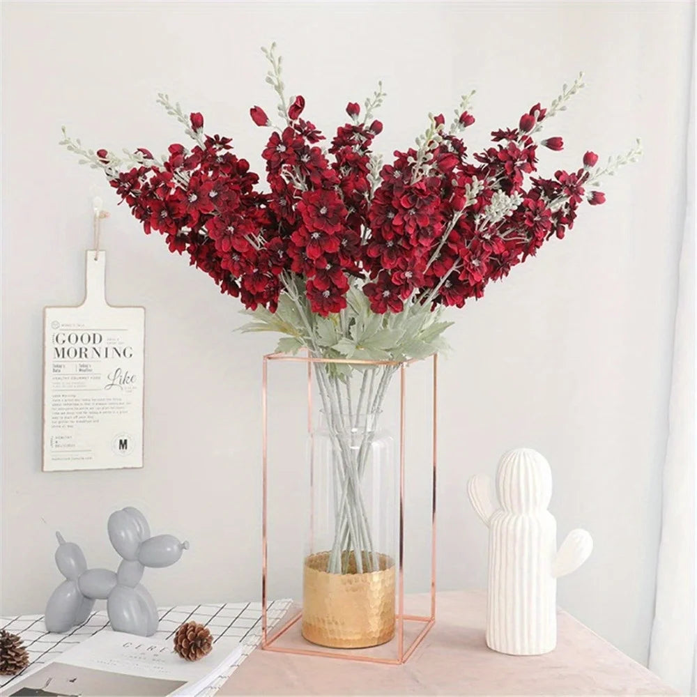 6 Pcs Delphinium Artificial Flowers for Vase Larkspur 33.5in Long Stem Faux Silk Flowers for Home Party Table Decor