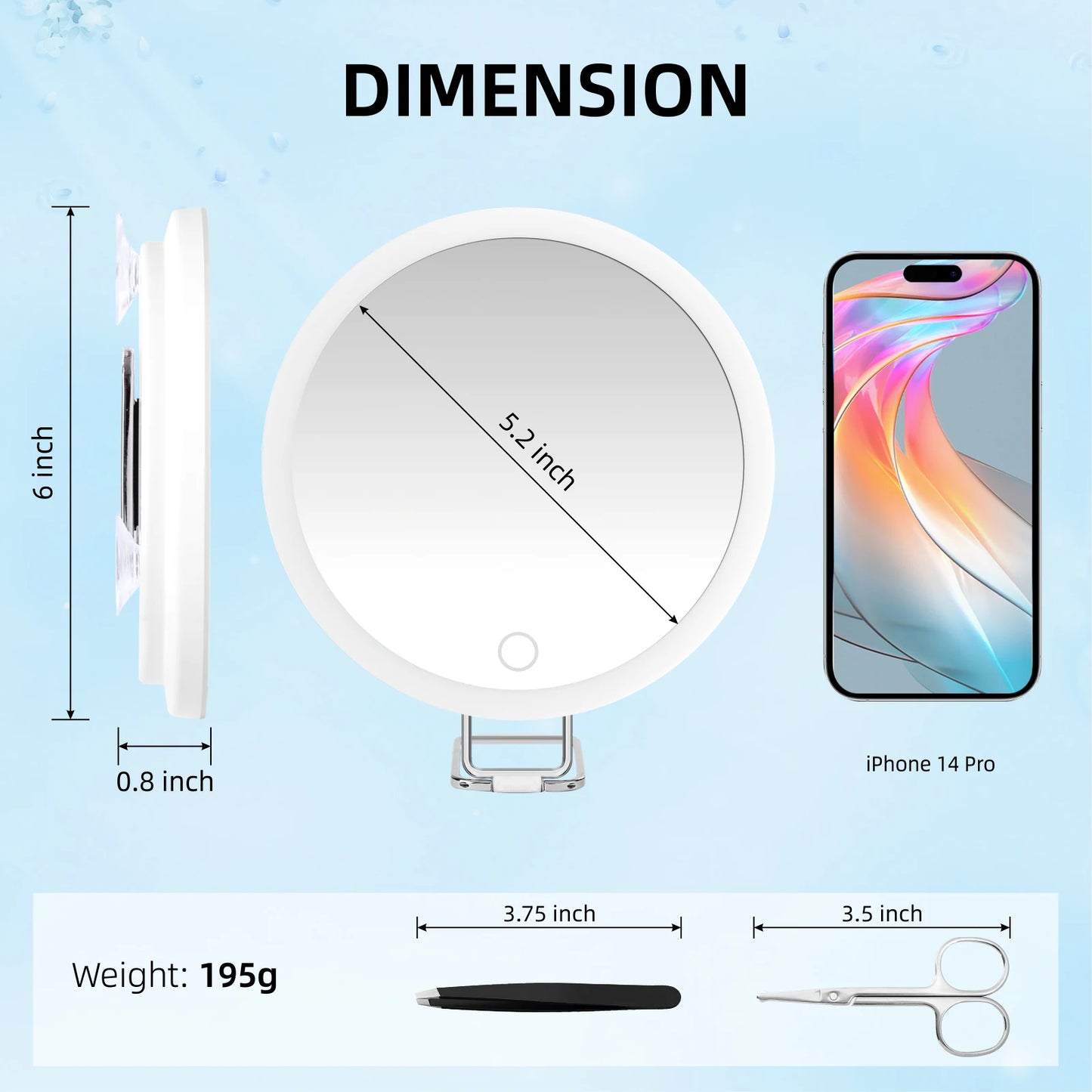 Magnifying Mirror with Light, 5-30X Magnified Mirror with 360° Adjustable Stand Suction Cup