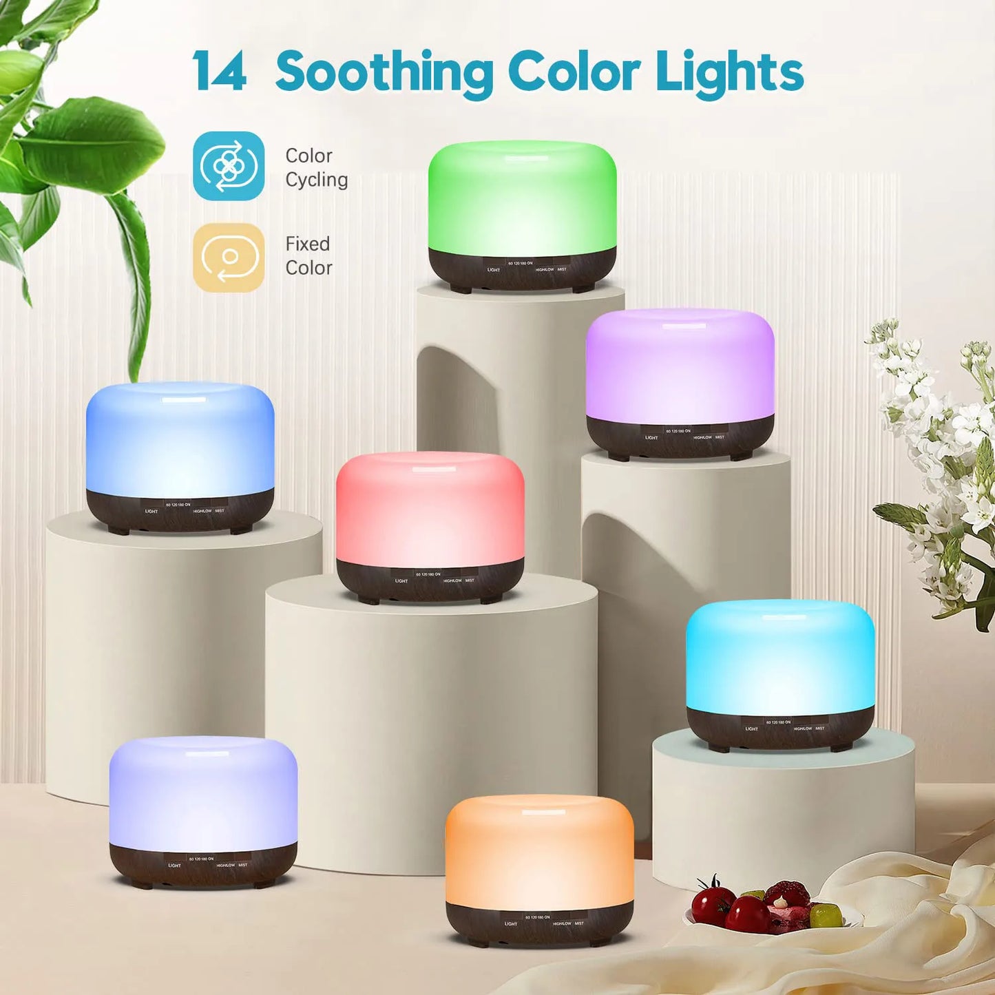 Aroma Diffuser (Oils Optional), Essential Oil Aromatherapy Diffuser Humidifier with Color Remote Control