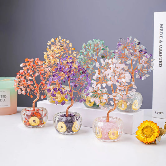 Natural Crystal Crushed Stone Tree of Life Fortune Tree Decor Ornament