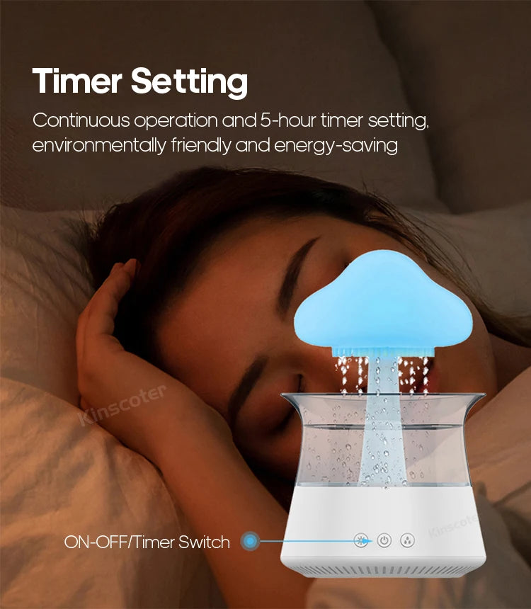 Rain Cloud Electric Air Humidifier Aroma Diffuser Zen Rain Water Drops Colorful Night Light Humidifier for Home