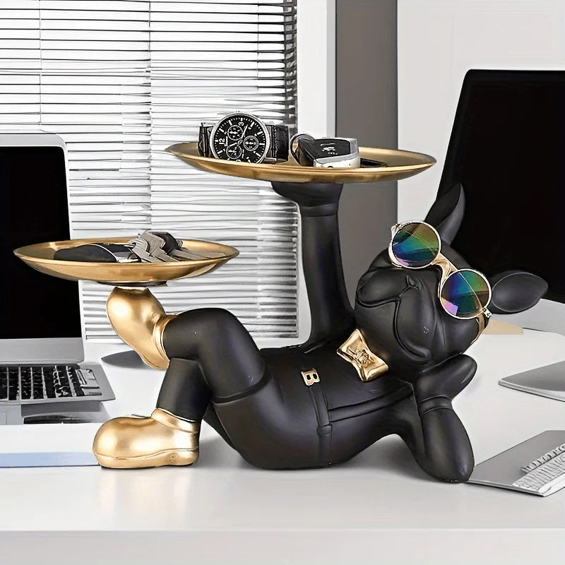 Bulldog Statue Tray, Perfect for Holding Keys, Wallets, Jewelry, Phones, And Other Small Accessories