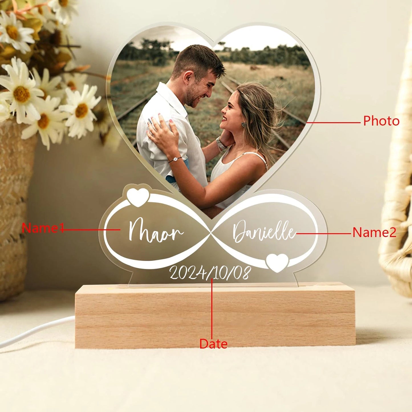 Women Men Couples Gifts Custom Photo Love Frame Personalized Acrylic Plaque Giftware for Him Her