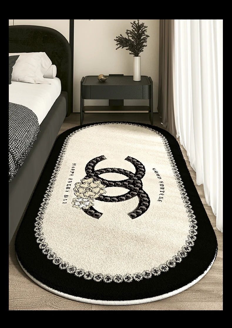 Cashmere French Bed Rug Advanced Sense Living Room Study Oval Dirt Resistant Non-Slip Carpet