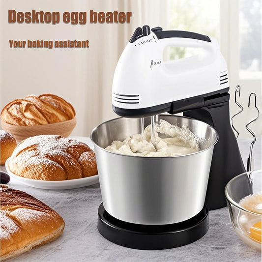Dual-Power Kitchen Mixer - Electric & Manual Handheld Blender (Includes Mixing Bowl)