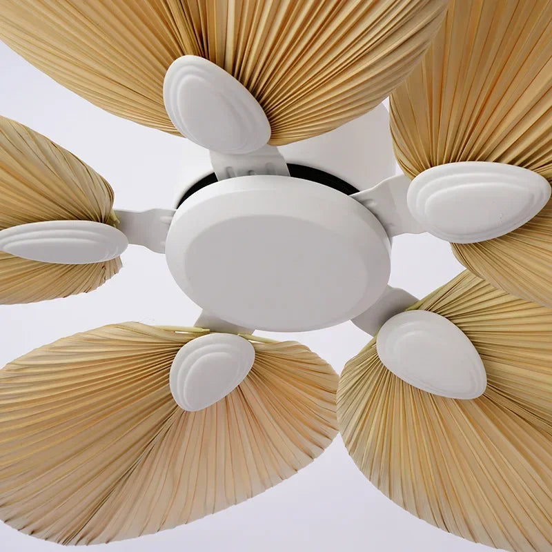 New High Quality 52inch Natural Breeze Palm Leaf Fan Blades 220V Remote Control