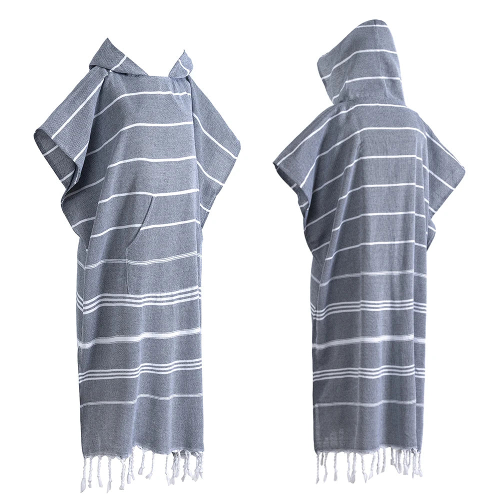 Turkish Wearable Beach Wear Sand proof Cotton Surf Poncho Hooded Wetsuit Quick Drying