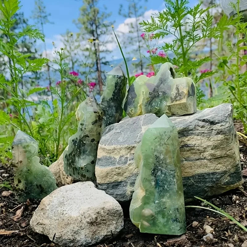 1pc Natural Prehnite Stele, Mineral Specimen, Crystal Collection Home Decor