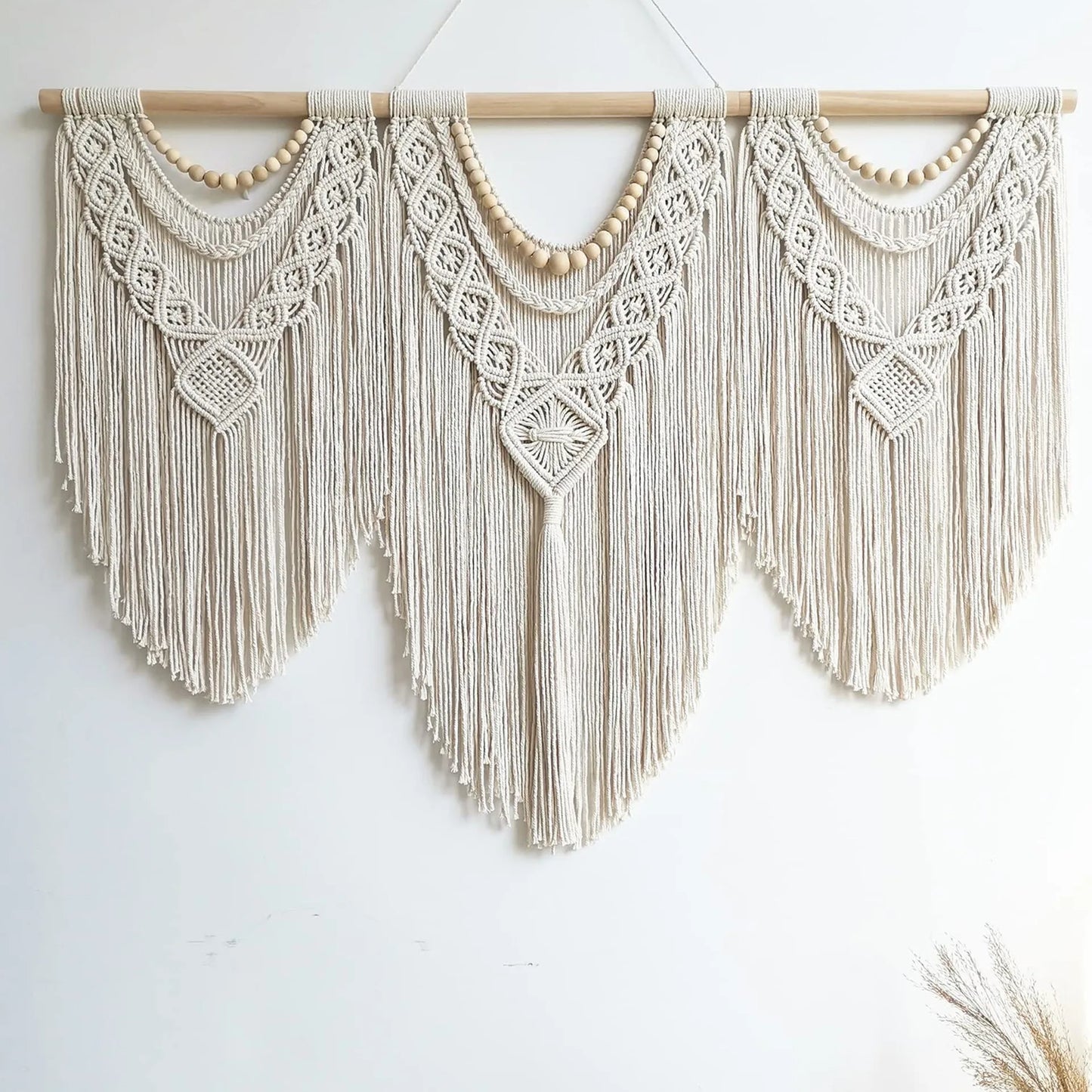 Handwoven Bohemian Cotton Rope Boho Tapestry Creamy-White