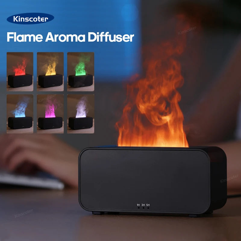 New Aroma Diffuser Humidifier Ultrasonic Cool Mist Fogger LED Essential Oil Flame Lamp
