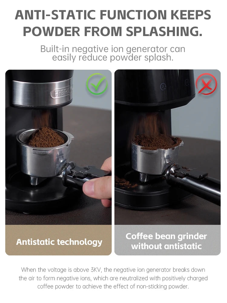 Automatic Mill Electric Coffee Grinder with 34 Gears for Espresso American Coffee Pour Over Visual Bean Storage G3