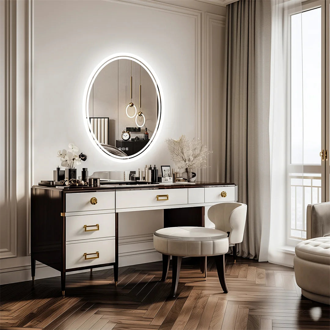 Luxury Oval LED Mirror Backlit LED with Demister for Home All Rooms