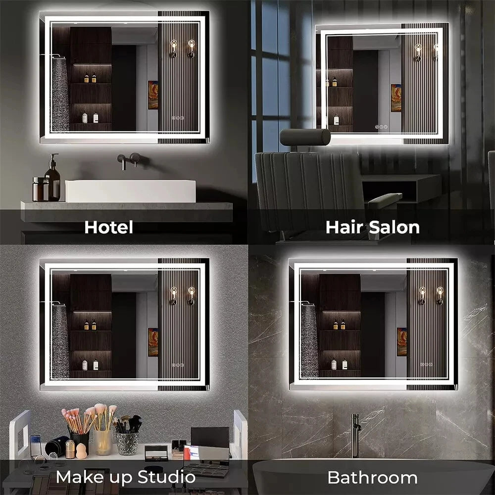 LED Mirror With Front Backlit Dimmable Wall Mirror HD Anti-fog