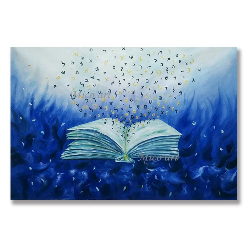 Abstract Oil Painting, Hand Painted Textured Canvas Art, Jerusalem Landscape Judaica, Artwork for Kosher Kitchen Decor