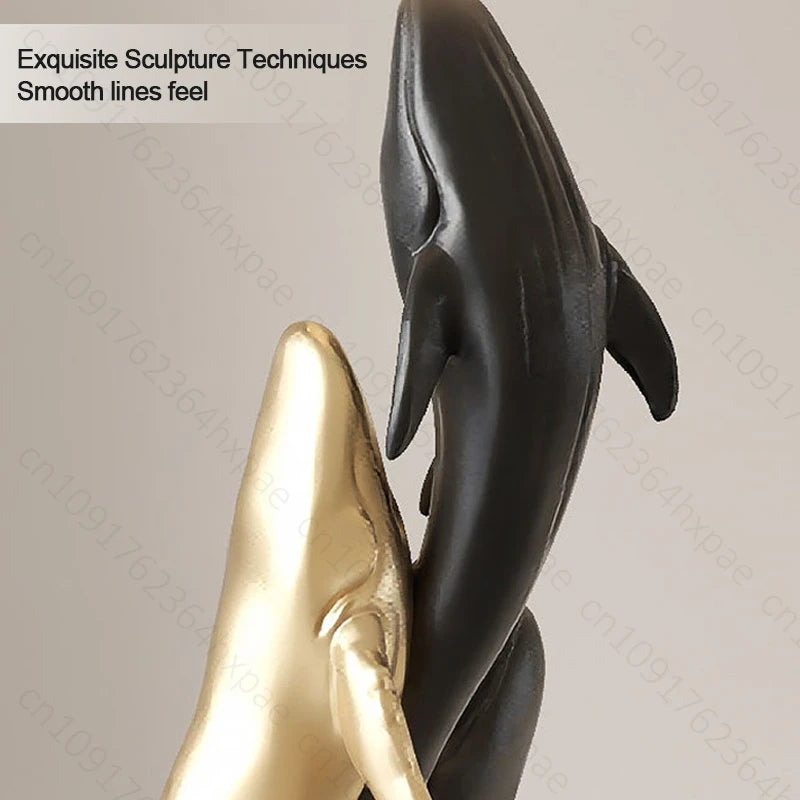 Luxury Whale Floor Lamp Sculpture with Moon Night Light Large Resin Home Decor Large Decorative Statue for  Art Decor